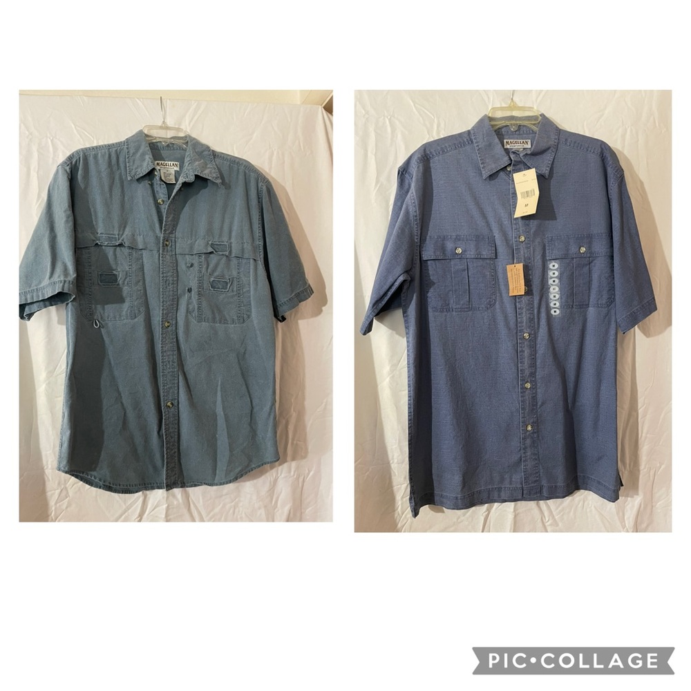 2 Men's Blue Button-Up Shirts